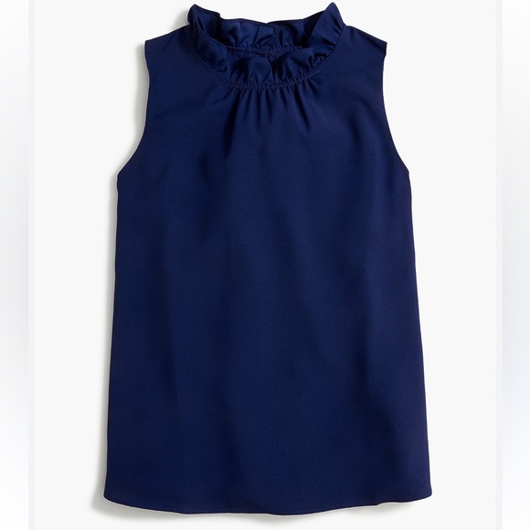 J. Crew Tops - EUC J. Crew Midnight Blue Ruffleneck Top